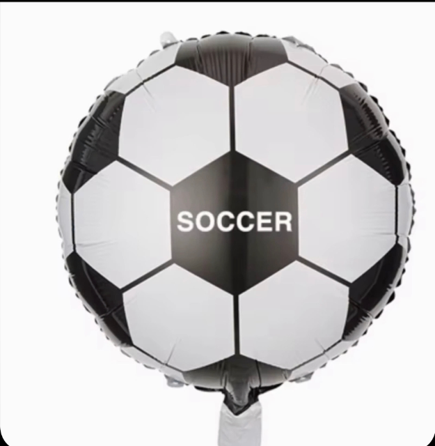 Classic 22" soccer ball foil balloon with SOCCER printed on the center panel